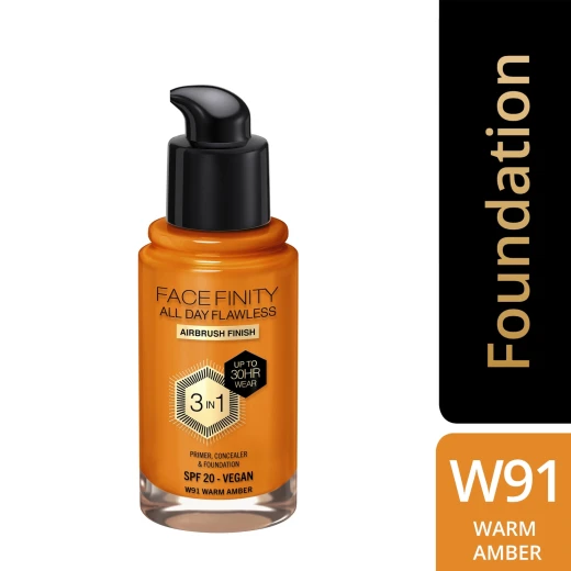 Max Factor Facefinity 3 in 1 Foundation Warm Amber Long Lasting Coverage Makeup 30ml Flawless Complexion - Max Factor - Image 5