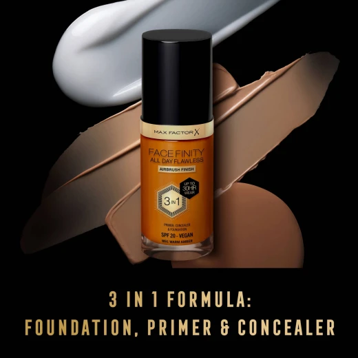 Max Factor Facefinity 3 in 1 Foundation Warm Amber Long Lasting Coverage Makeup 30ml Flawless Complexion - Max Factor - Image 3