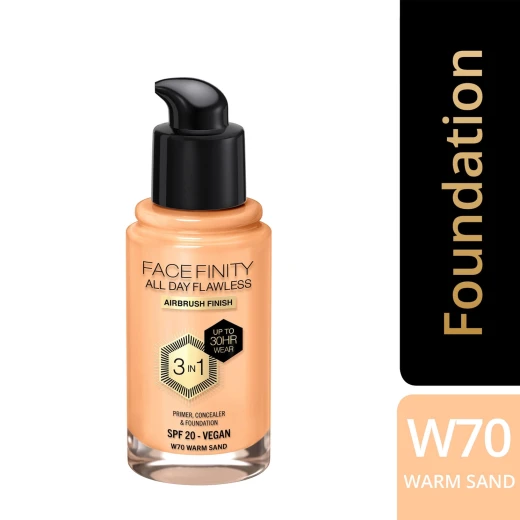 Max Factor Facefinity 3 in 1 Foundation Warm Sand Flawless Coverage Makeup 30ml - Max Factor - Image 5