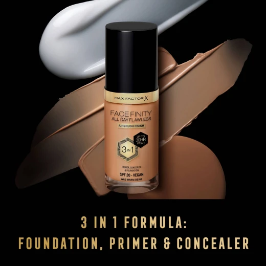 Max Factor Facefinity 3 in 1 Foundation Warm Beige Full Coverage Makeup SPF20 Flawless Complexion - Max Factor - Image 3