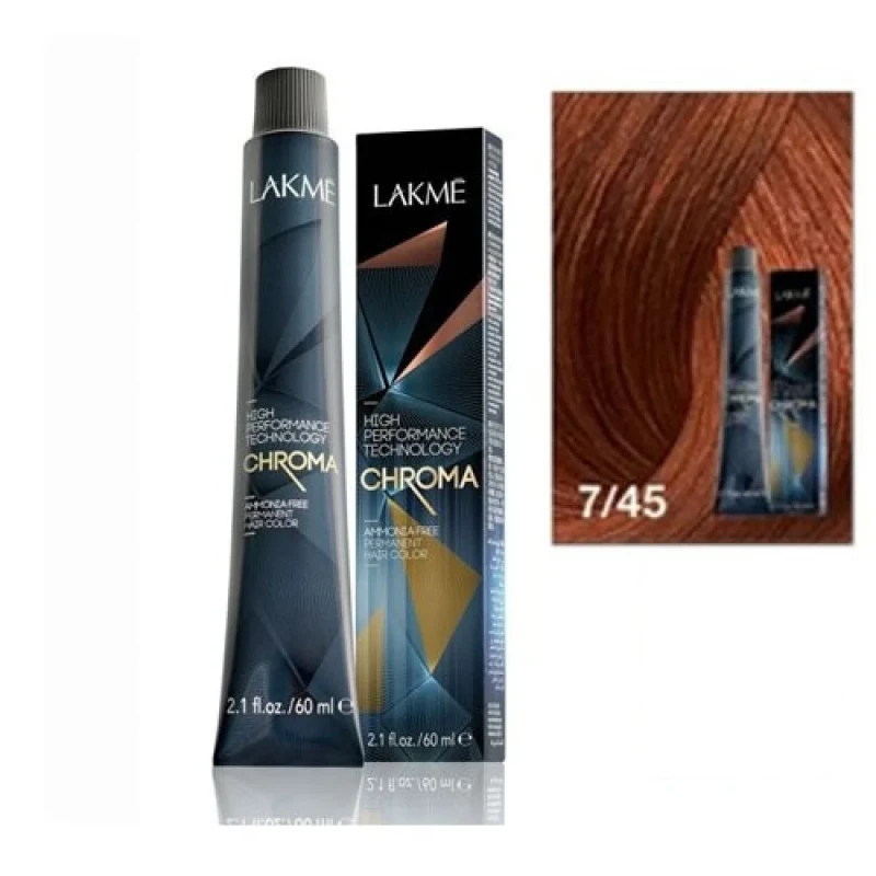 Lakme Chroma Mahogany Copper Medium Blonde Cream Hair Color 7/45 - lakme