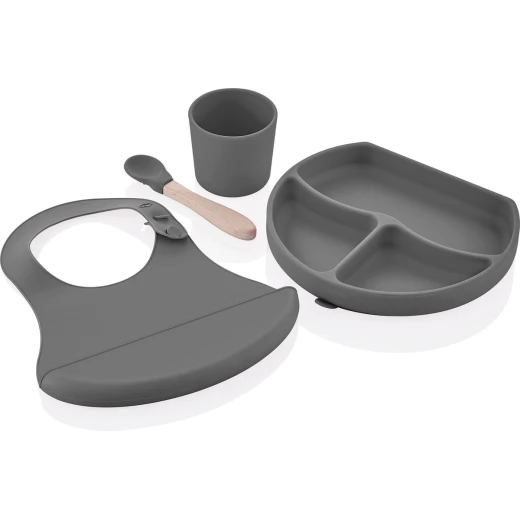BabyJem Silicone Feeding Set, Grey BabyJem Silicone Feeding Set, Grey