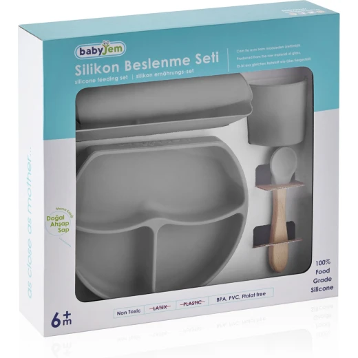 BabyJem Silicone Feeding Set, Grey - BabyJem - Image 4