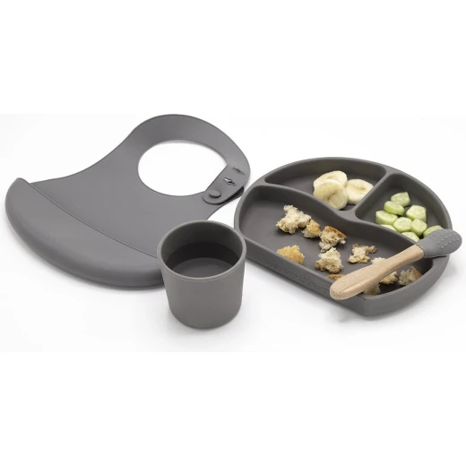 BabyJem Silicone Feeding Set, Grey - BabyJem - Image 3