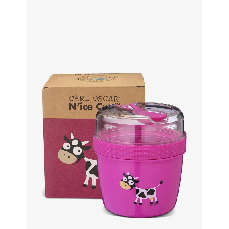 Carl Oscar N'ice Cup™ Snack container with cooling element - 0.5 L - Including Cutlery -purple - Carl Oscar