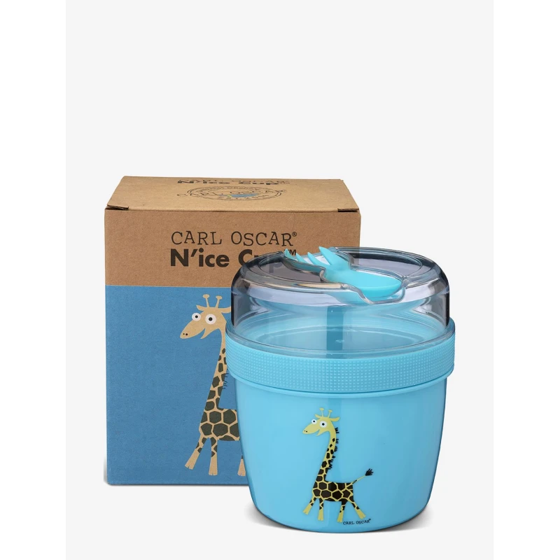 Carl Oscar N'ice Cup™ Snack container with cooling element - 0.5 L - Including Cutlery -Turquoise - Carl Oscar