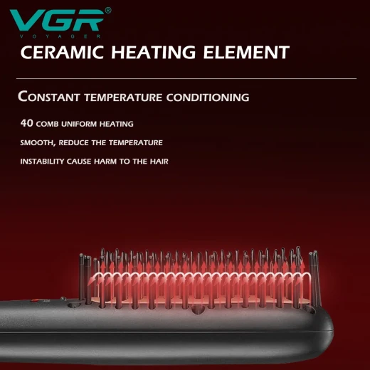 VGR Professional Hair Straightener Comb with Indicator Light - VGR - Image 5