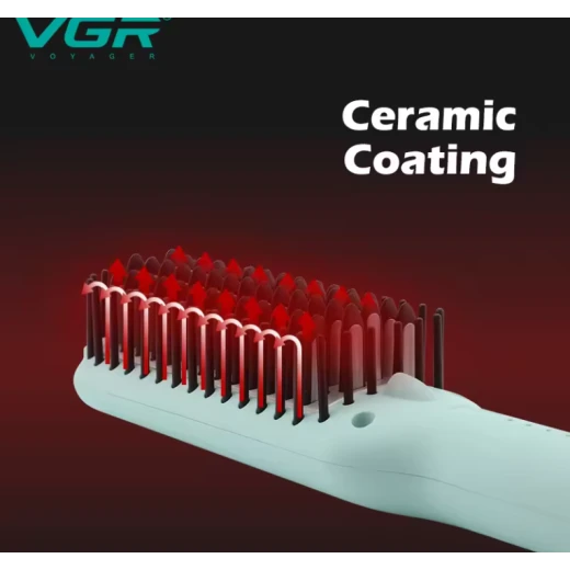 VGR Professional Hair Styling Powerful Hair Straightener Hot Comb Brush - VGR - Image 3