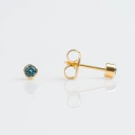 Studex Gold Plated Bezel Setting with 3MM March Aquamarine Crystal Ear Piercing Stud - Studex