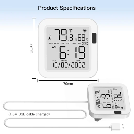 Moes WiFi Smart Temperature & Humidity Sensor with LCD Screen - MOES - Image 2