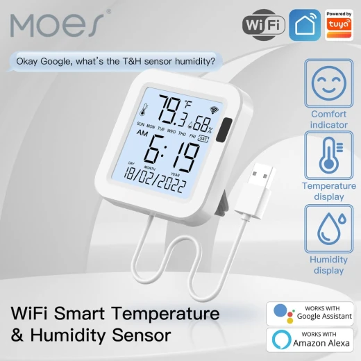 Moes WiFi Smart Temperature & Humidity Sensor with LCD Screen - MOES - Image 7