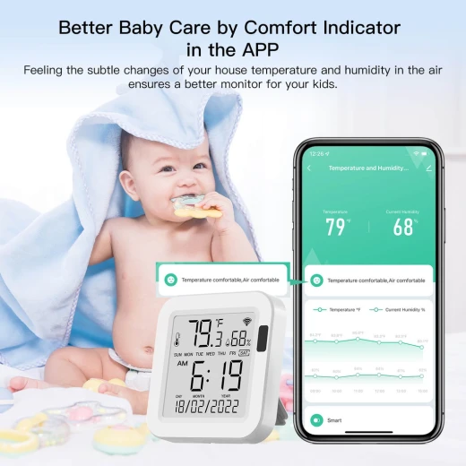 Moes WiFi Smart Temperature & Humidity Sensor with LCD Screen - MOES - Image 3