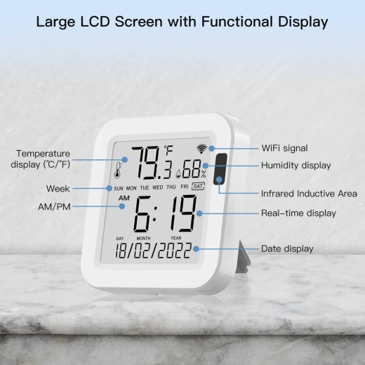 Moes WiFi Smart Temperature & Humidity Sensor with LCD Screen - MOES - Image 6