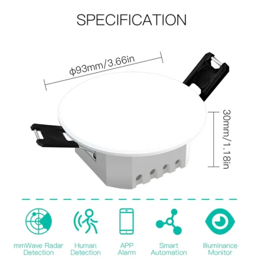 Moes Zigbee/ Wifi Smart Human Presence Detector PIR mm Wave Radar Detection Sensor Ceiling Mount - MOES - Image 2