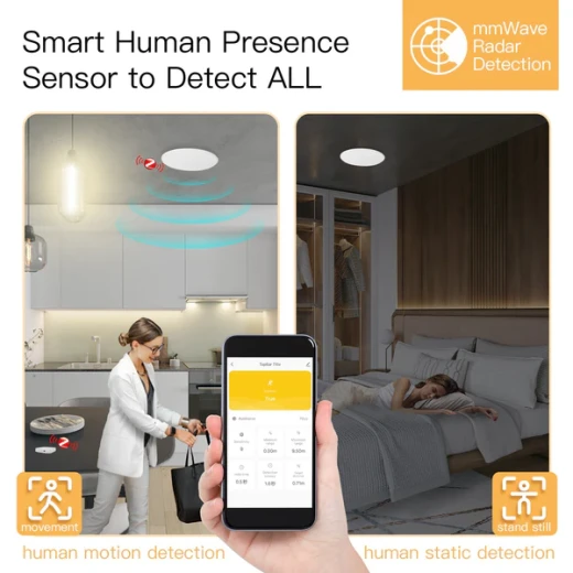 Moes Zigbee/ Wifi Smart Human Presence Detector PIR mm Wave Radar Detection Sensor Ceiling Mount - MOES - Image 7