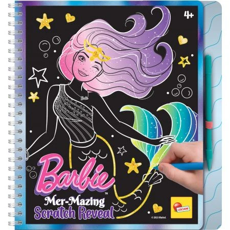 Lisciani Giochi Barbie Mer-mazing Scratch Reveal Sketchbook: Creative Coloring Fun with Rainbow Colors, Includes Wooden Pencil, 21x21x3cm - Lisciani giochi - Image 6