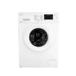 Sharp washing machine – 8 kg capacity – 1000 RPM spin speed – A+++ energy efficiency class – LED display – flood protection – white color – model ES-FE810DZL-W – practical and efficient design for gently washing clothes and protecting everyday fabrics