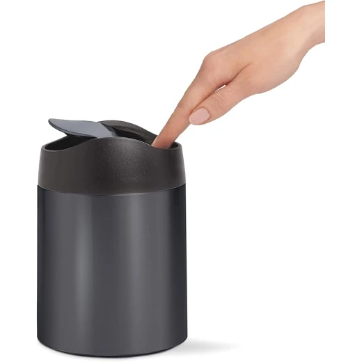 simplehuman 1.5 Liter / 0.4 Gallon Countertop Trash Can,  Stainless Steel - Simplehuman - Image 2