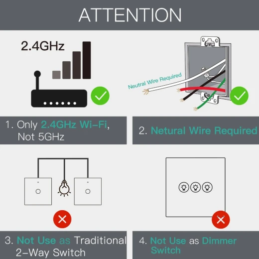 Moes WiFi  Way Smart Light Switch - MOES - Image 5