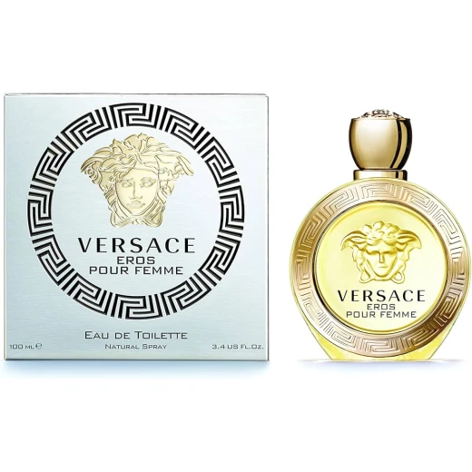 عطر إيروس بور فيم 50 مل للنساء, عطر زهري حمضي برائحة الليمون والياسمين والمسك, أنيق وثابت من فيرساتشي عطر إيروس بور فيم 50 مل للنساء, عطر زهري حمضي برائحة الليمون والياسمين والمسك, أنيق وثابت من فيرساتشي