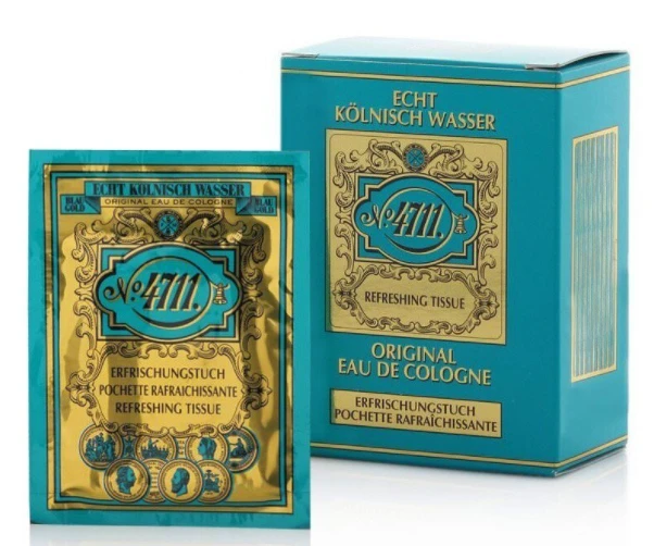 4711 Real Eau de Cologne Refreshing Tissues 10 Units Travel Size for Uplifting Fragrance - 4711