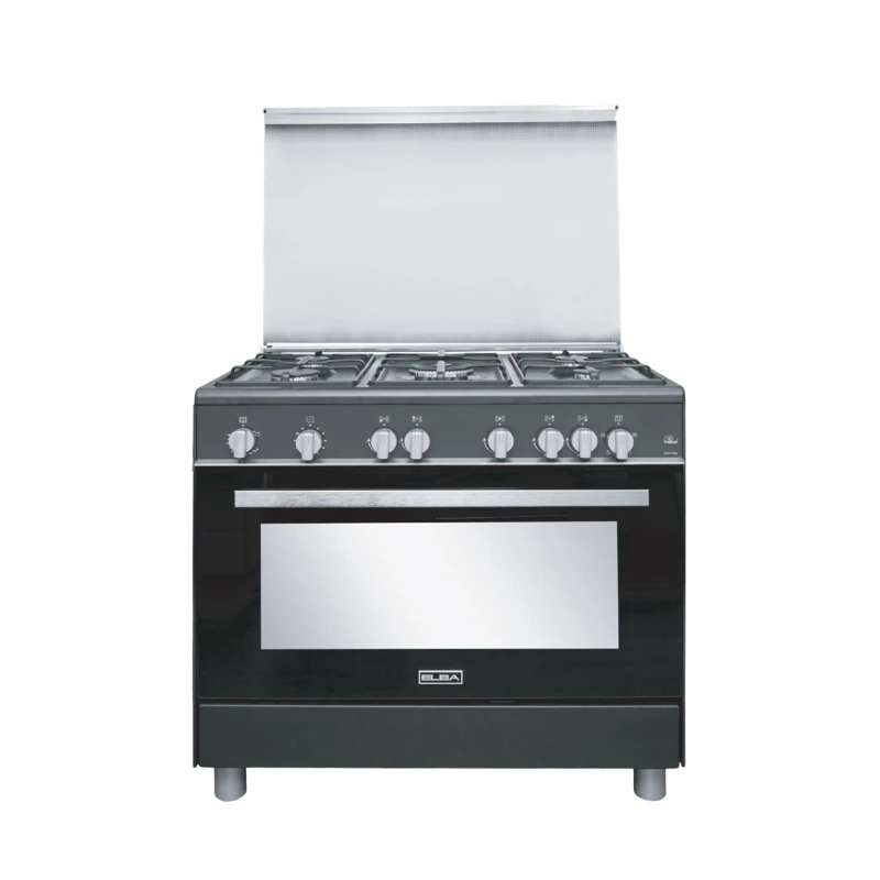 Elba Essential 90cm Gas Cooker: Five-Burner Cooktop with Gas Oven, Offering Efficient and Powerful Cooking Performance. Perfect for Diverse Culinary Needs, Combining Style and Functionality for Modern Kitchens. - ELBA