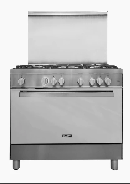 Elba Classic 90cm Gas Cooker with Wok Burner, Large 106 Litre Oven, and Stainless Steel Finish. Freestanding Range Cooker Ideal for Family Meals and Home Cooking. - ELBA