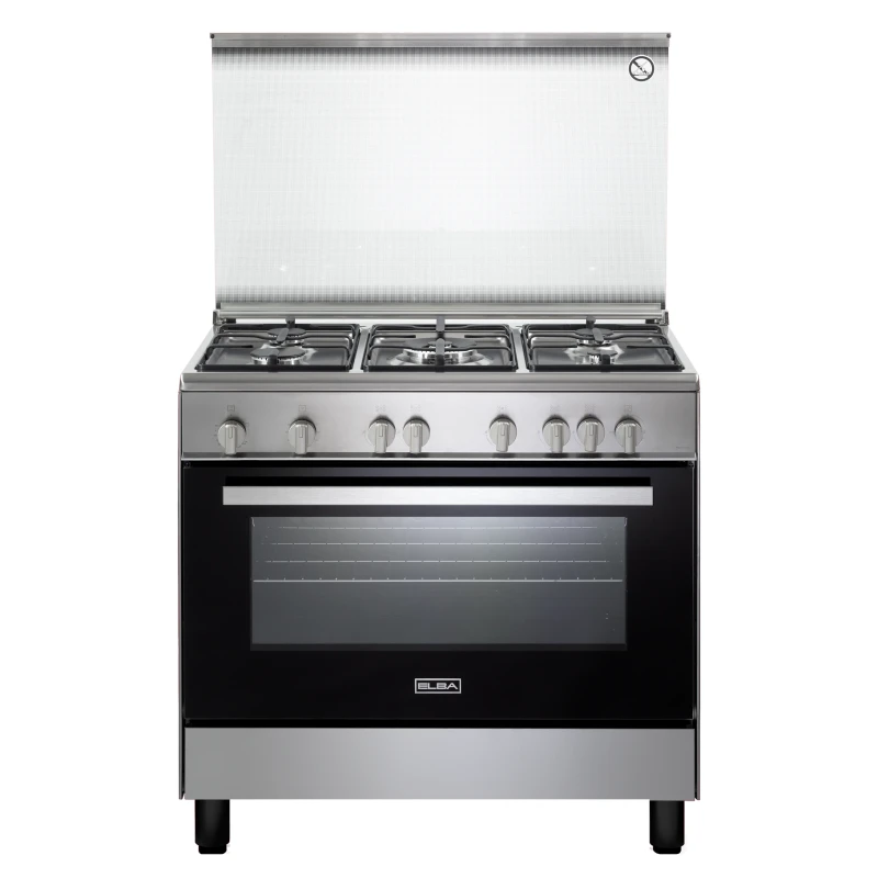Elba Gas Cooker 90 cm Stainless Steel Enamelled Steel Pan Supports 5 gas burners Full Safety - ELBA