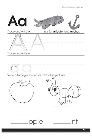 School Zone - Learn The Alphabet Workbook - Ages 4 to 6, Preschool, Kindergarten, Letter Sounds, Uppercase & Lowercase Letters, Tracing, and More (School Zone Little Get Ready!™ Book Series) - Image 5