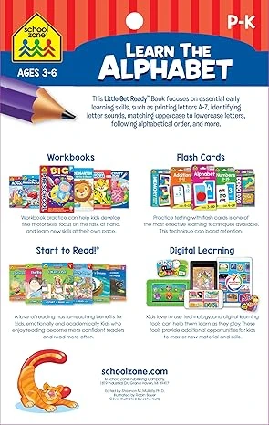 School Zone - Learn The Alphabet Workbook - Ages 4 to 6, Preschool, Kindergarten, Letter Sounds, Uppercase & Lowercase Letters, Tracing, and More (School Zone Little Get Ready!™ Book Series) - Image 6