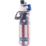 زجاجة ماء O2COOL Mist 'N Sip مع وظيفة الرذاذ والشرب 2 في 1، مزودة بفتحة سحب علوية بدون تسرب، زجاجة ماء رياضية قابلة لإعادة الاستخدام - 20 أونصة (باتريوت) - اوه تو كول