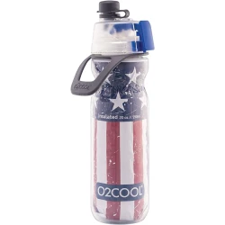 زجاجة ماء O2COOL Mist 'N Sip مع وظيفة الرذاذ والشرب 2 في 1، مزودة بفتحة سحب علوية بدون تسرب، زجاجة ماء رياضية قابلة لإعادة الاستخدام - 20 أونصة (باتريوت)