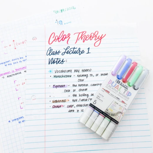 Bazic 5 Colors Dual-tip Creative Markers - Bazic - Image 2