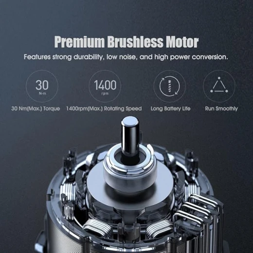 Xiaomi 12V Max Brushless Cordless Drill, 30nm Powerful Torque, 30-speed Precision Control, 3 Operating Modes, Smart Display, Gray - Xiaomi - Image 7