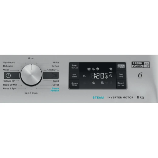 غسالة ملابس ويرلبول 8 كجم 1200 دورة في الدقيقة 6 Sense FreshCare+ A+++ فضية - ‎ويرلبول - Image 3