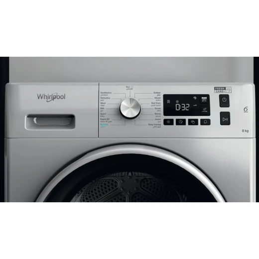 Whirlpool Condenser Dryer Heat Pump 8kg A+ Fresh Care Silver-FFT M11 8X1SBS GCC - ‎Whirlpool - Image 4