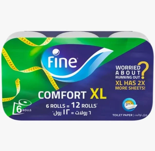 ورق تواليت ديلوكس, 150 منديل, ثلاث طبقات, 6 رول - فاين