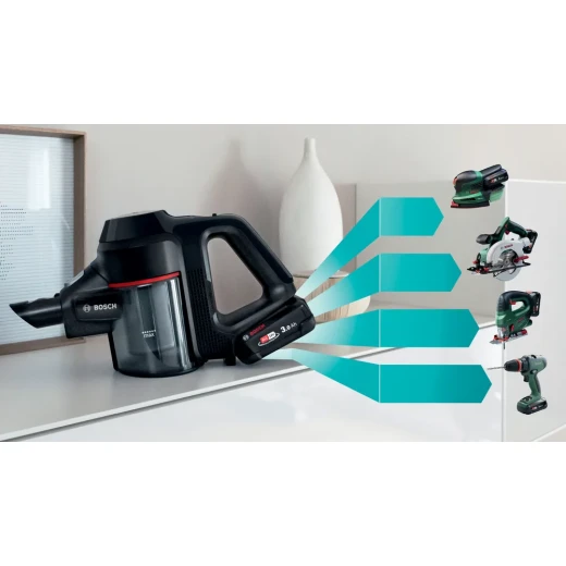 Bosch Unlimited 7 Rechargeable Vacuum Cleaner – Black, TurboSpin Motor, LED Brush, 2 Removable Batteries, 18V Power for ALL System, 10-Year Warranty - BOSCH - Image 3