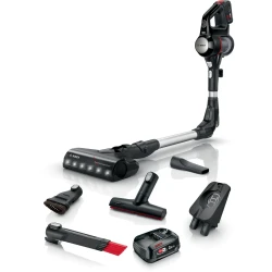 Bosch Unlimited 7 Rechargeable Vacuum Cleaner – Black, TurboSpin Motor, LED Brush, 2 Removable Batteries, 18V Power for ALL System, 10-Year Warranty