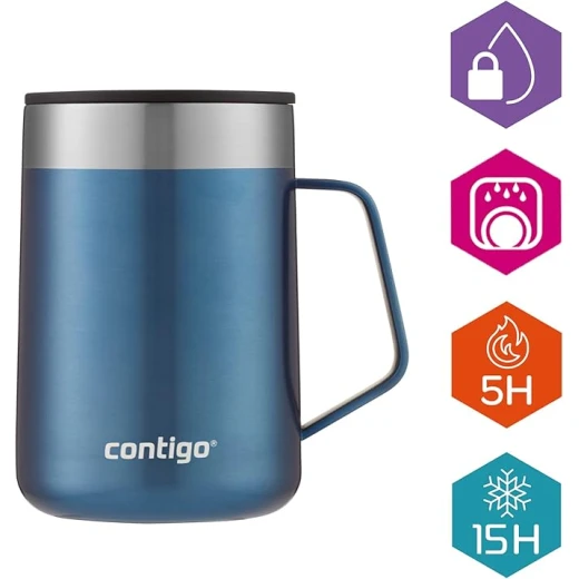 Contigo Streeterville Desk Mug, insulated coffee mug with stainless steel handle, coffee to go mug with lid, keeps coffee and tea ideal for office & home, 410 ml - Contigo - Image 2
