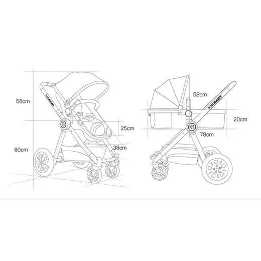 for baby Luxury 3 in 1 High Arm Stroller - Image 4