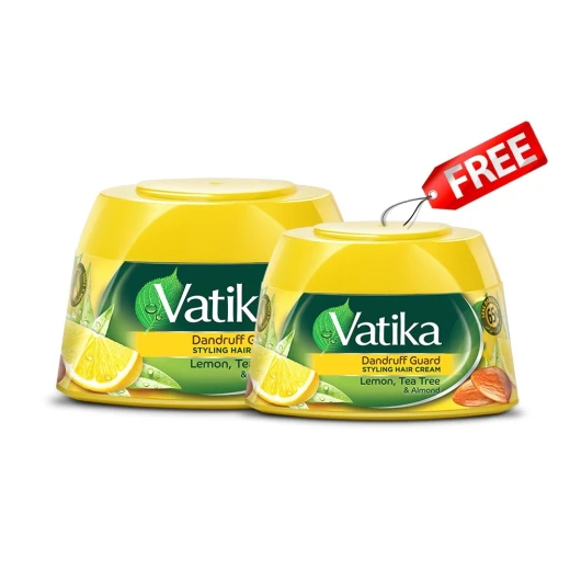 Vatika Naturals Dandruff Guard Styling Hair Cream With Lemon, Tea Tree & Almond 140ml+70ml FREE