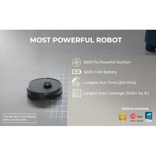 من ايكوفاس مكنسة كهربائية روبوتية Y1 PRO 2 في 1، إطلاق جديد في عام 2024، شفط قوي 6500 باسكال، بطارية 5200 مللي أمبير، تغطي مساحة تزيد عن 3500 قدم مربع بشحنة واحدة، تقنية ملاحة متقدمة ورسم خرائط حقيقي - ايكوفاكس - Image 3