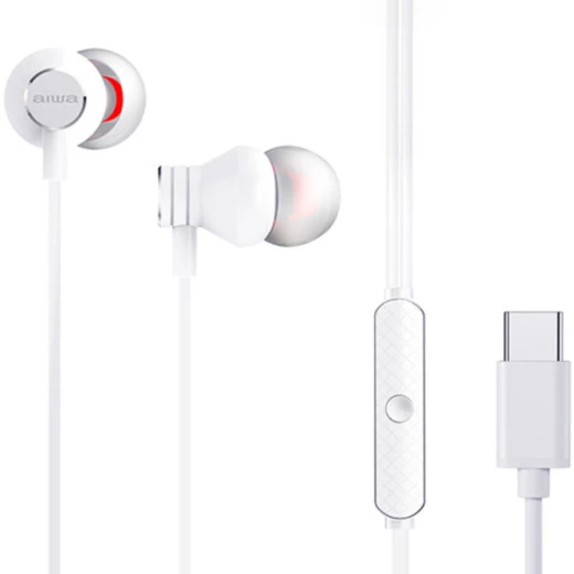 سماعات الأذن مع ميكروفون USB Type-C باللون الأبيض من أيوا سماعات الأذن مع ميكروفون USB Type-C باللون الأبيض من أيوا