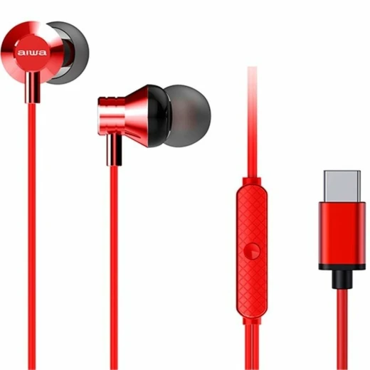 سماعات الأذن مع ميكروفون USB Type-C باللون أحمر من أيوا سماعات الأذن مع ميكروفون USB Type-C باللون أحمر من أيوا
