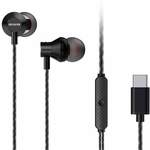 سماعات الأذن مع ميكروفون USB Type-C باللون الأسود من أيوا سماعات الأذن مع ميكروفون USB Type-C باللون الأسود من أيوا