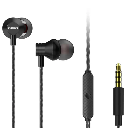 Aiwa Wired Earphones Black Aiwa Wired Earphones Black