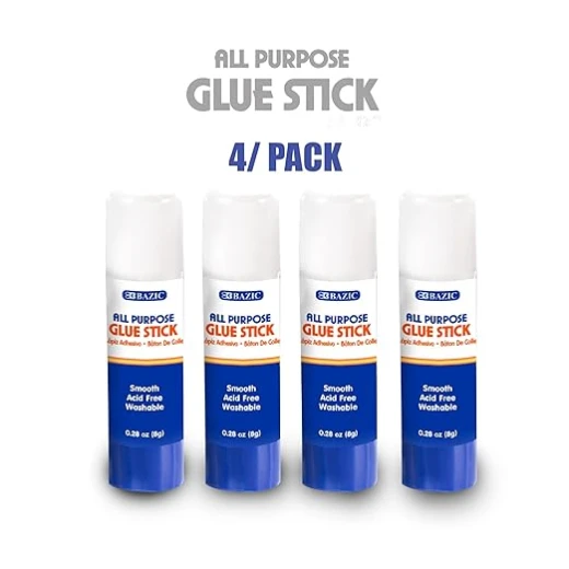 Bazic  Premium Glue Stick 8g/0.28 Oz.,White Glue Sticks, Multi-Purpose Acid Free, for Photos Paper Art Craft at School Home Office (4/Pack), 1-Pack - Bazic - Image 2