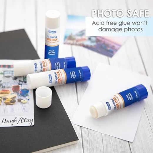Bazic  Premium Glue Stick 8g/0.28 Oz.,White Glue Sticks, Multi-Purpose Acid Free, for Photos Paper Art Craft at School Home Office (4/Pack), 1-Pack - Bazic - Image 9