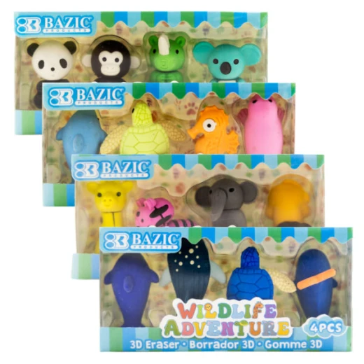 Bazic Wildlife Adventures 3D Eraser Sets one piece Bazic Wildlife Adventures 3D Eraser Sets one piece